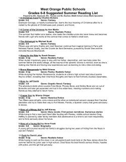 Summer Reading List - West Orange Public Schools