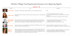 Holden Village Teaching Faculty Summer 2017: Beginning Together