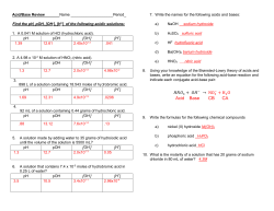 Honors Acid/Base Test A Name