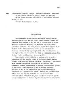 Northern Pacific Railway Company. Secretary`s Department: An