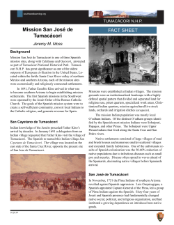 Mission San Jos&eacute; de Tumac&aacute;cori (Fact Sheet)