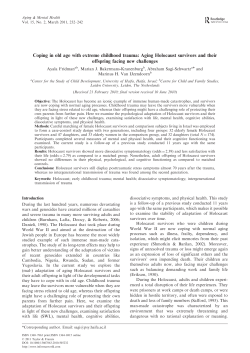 Coping in old age with extreme childhood trauma: Aging Holocaust