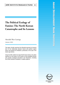 The Political Ecology of Famine: The North Korean Catastrophe and