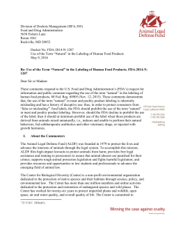 submitted comments  - Animal Legal Defense Fund