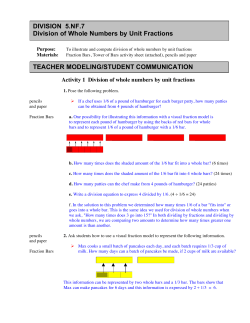 DIVISION 5.NF.7 Division of Whole Numbers by Unit