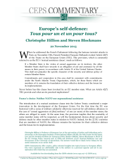 Europe`s self-defence: Tous pour un et un pour tous?