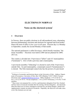 ELECTIONS IN NORWAY Notes on the electoral system1