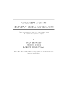 an overview of mayan phonology, syntax, and semantics