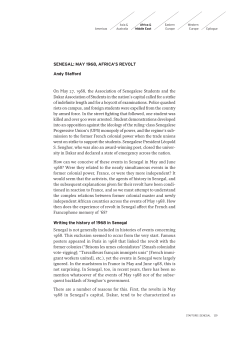 SENEGAL: MAY 1968, AFRICA`S REVOLT Andy Stafford Writing the