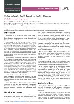 Biotechnology in Health Education: Healthy Lifestyles 1