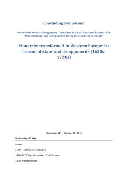 Monarchy transformed in Western Europe: its `reason of state` and its