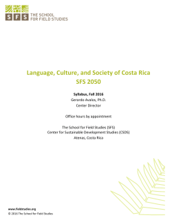 Syllabus: Language, Culture, and Society of Costa Rica
