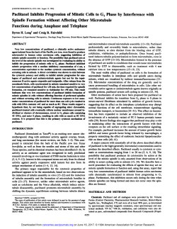 Paclitaxel Inhibits Progression of Mitotic Cells to G! Phase by
