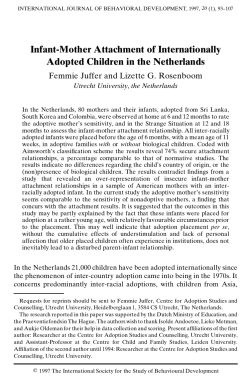 Infant-Mother Attachment of Internationally Adopted Children in the