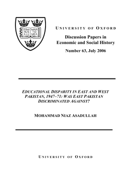 Educational Disparity in East and West Pakistan 1947-1971