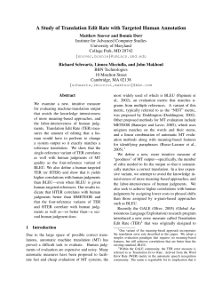 A Study of Translation Edit Rate with Targeted Human Annotation