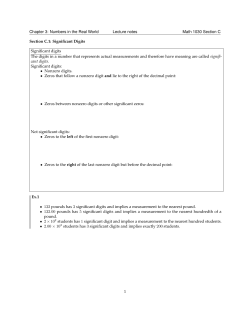 Chapter 3: Numbers in the Real World Lecture notes Math 1030