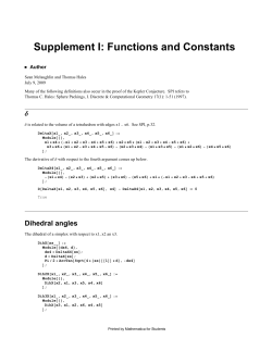 Supplement I: Functions and Constants
