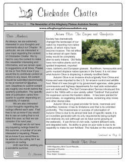 Chickadee Chatter - Allegheny Plateau Audubon Society