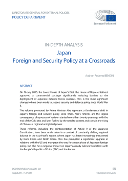 Japan: Foreign and Security Policy at a Crossroads