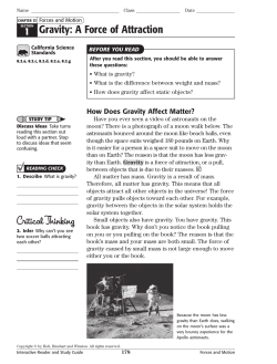 1 Gravity: A Force of Attraction Critical Thinking