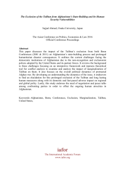 The Exclusion of the Taliban from Afghanistan`s State