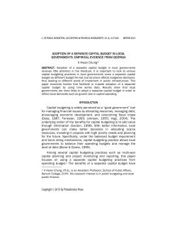 ADOPTION OF A SEPARATE CAPITAL BUDGET IN LOCAL