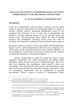 LEGAL STATUS OF BCCI AS INSTRUMENTALITY OF