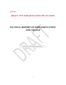 Innovative Learning Environments Draft Report