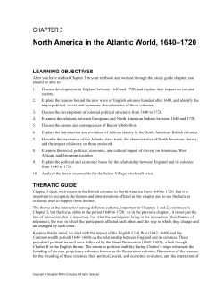 North America in the Atlantic World, 1640&ndash;1720