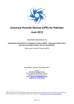 Universal Periodic Review (UPR) for Pakistan June 2012