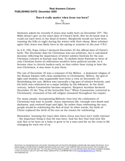 Does it really matter when Jesus was born?