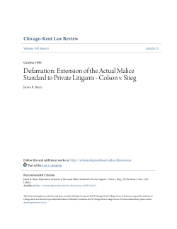 Extension of the Actual Malice Standard to Private Litigants