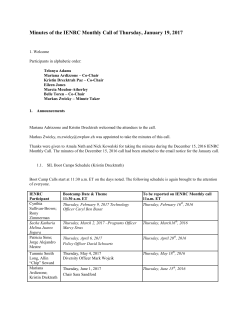 Minutes of the IENRC Monthly Call of Thursday, January 19, 2017