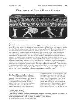 Kleos, Nostos and Ponos in Homeric Tradition