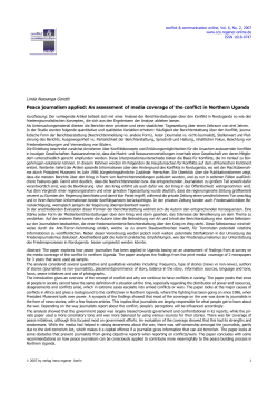 Peace journalism applied: An assessment of media coverage of the