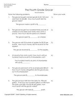 The Fourth Grade Grocer Word Problems