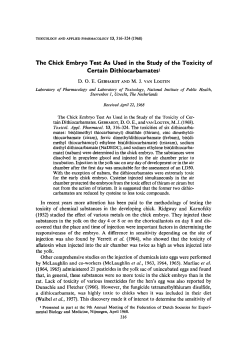 The Chick Embryo Test As Used in the Study of the Toxicity of