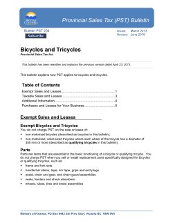 Bulletin PST 204, Bicycles and Tricycles