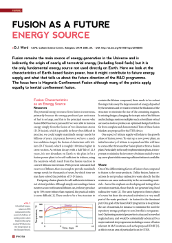 Fusion as a future energy source