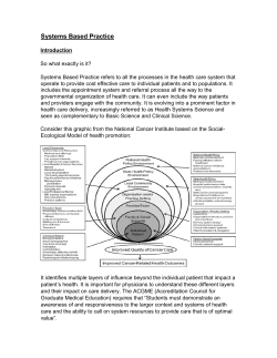 Systems Based Practice - UNC School of Medicine