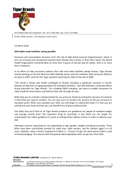 GDA Tables makes healthier eating possible