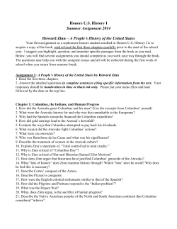 Honors US History I Summer Assignment 2014