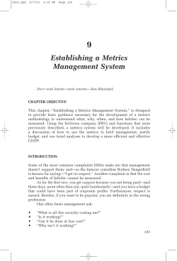 9 Establishing a Metrics Management System