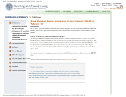 Great Migration Begins: Immigrants to New England 1620