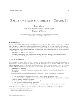 Solutions and solubility - Grade 11