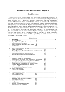 British Insurance Law &ndash; Preparatory Script 9/14