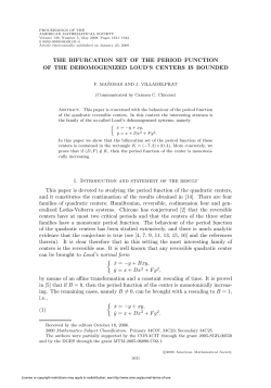 THE BIFURCATION SET OF THE PERIOD FUNCTION OF THE