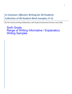 Sixth Grade Range of Writing Informative / Explanatory Writing