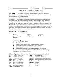 Lab F: Climate Classification